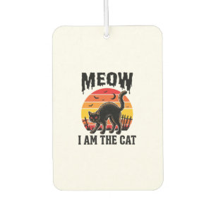 Halloween Cat Shirt Meow Vintage Black Cat Design_ Car Air Freshener