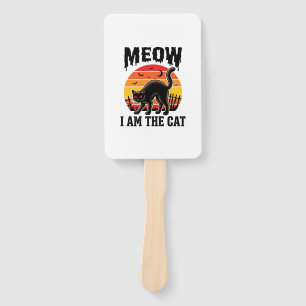 Halloween Cat Shirt Meow Vintage Black Cat Design_ Hand Fan