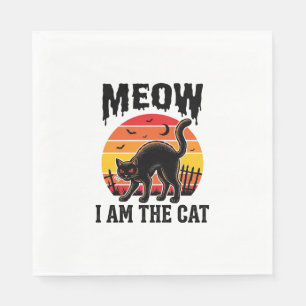 Halloween Cat Shirt Meow Vintage Black Cat Design_ Napkin