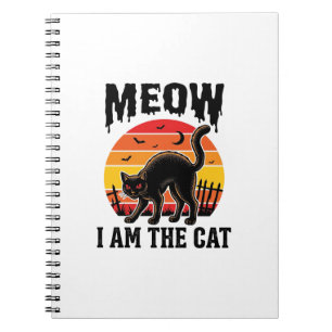Halloween Cat Shirt Meow Vintage Black Cat Design_ Notebook