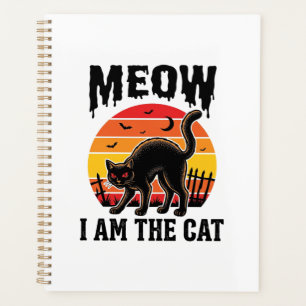 Halloween Cat Shirt Meow Vintage Black Cat Design_ Planner