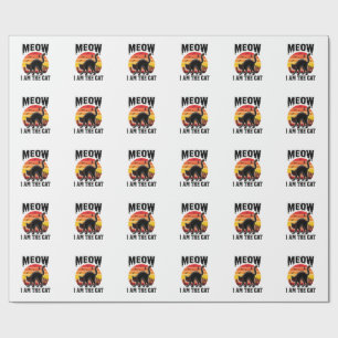 Halloween Cat Shirt Meow Vintage Black Cat Design_ Wrapping Paper