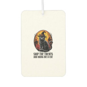 Halloween Cat Shirt Vintage Engraving Spooky Black Car Air Freshener