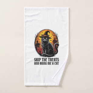 Halloween Cat Shirt Vintage Engraving Spooky Black Hand Towel