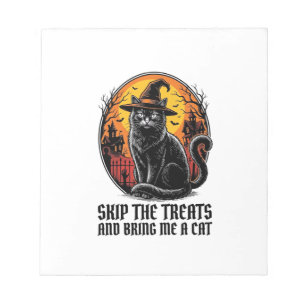 Halloween Cat Shirt Vintage Engraving Spooky Black Notepad