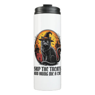 Halloween Cat Shirt Vintage Engraving Spooky Black Thermal Tumbler