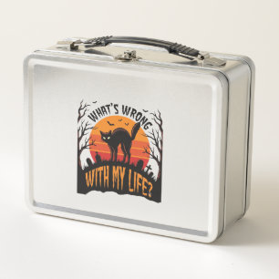 Halloween Cat Shirt Vintage Spooky Life Humor_1 Metal Lunch Box