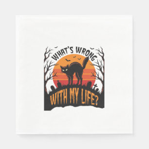 Halloween Cat Shirt Vintage Spooky Life Humor_1 Napkin