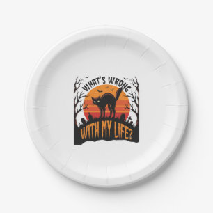 Halloween Cat Shirt Vintage Spooky Life Humor_1 Paper Plate
