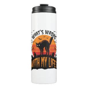 Halloween Cat Shirt Vintage Spooky Life Humor_1 Thermal Tumbler
