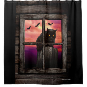Halloween Cat Shower Curtain