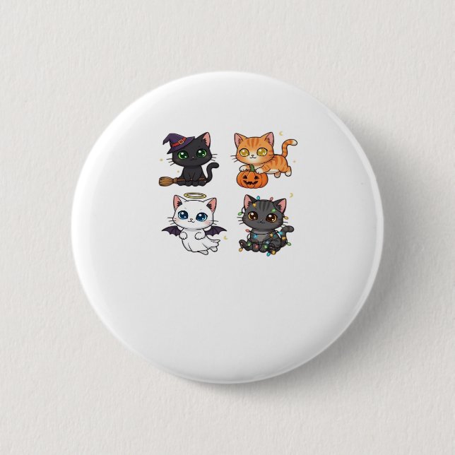 Halloween Cat  Spooky and Stylish Feline-Inspired  6 Cm Round Badge (Front)