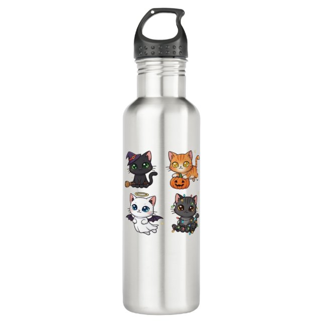 Halloween Cat  Spooky and Stylish Feline-Inspired  710 Ml Water Bottle (Front)