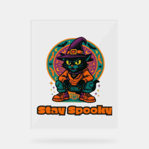 Halloween Cat  Spooky and Stylish Feline-Inspired  Acrylic Sign