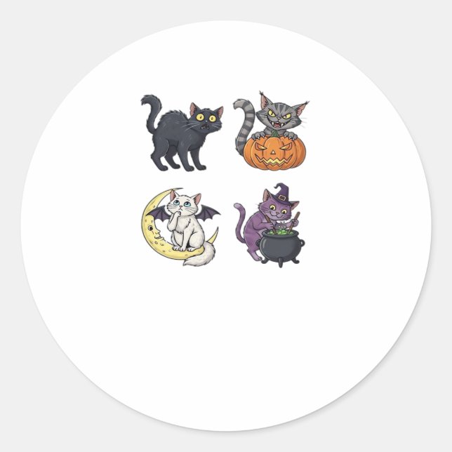Halloween Cat  Spooky and Stylish Feline-Inspired  Classic Round Sticker (Front)