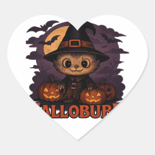 Halloween Cat Spooky and Stylish Feline-Inspired Heart Sticker