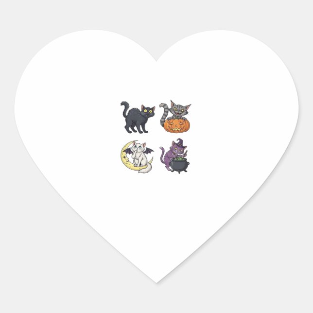 Halloween Cat  Spooky and Stylish Feline-Inspired  Heart Sticker (Front)