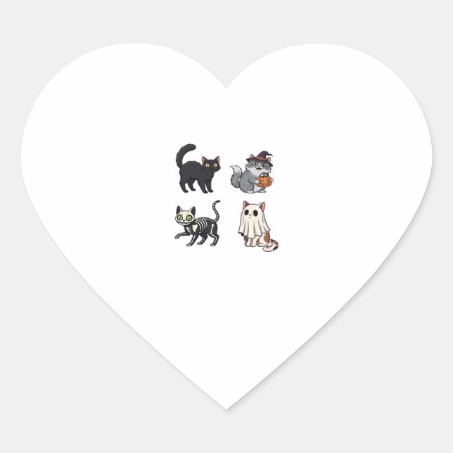 Halloween Cat  Spooky and Stylish Feline-Inspired  Heart Sticker (Front)