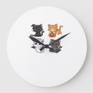 Halloween Cat Spooky and Stylish Feline-Inspired Large Clock