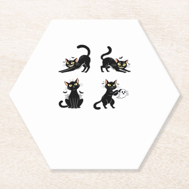 Halloween Cat  Spooky and Stylish Feline-Inspired  Paper Coaster (Front)