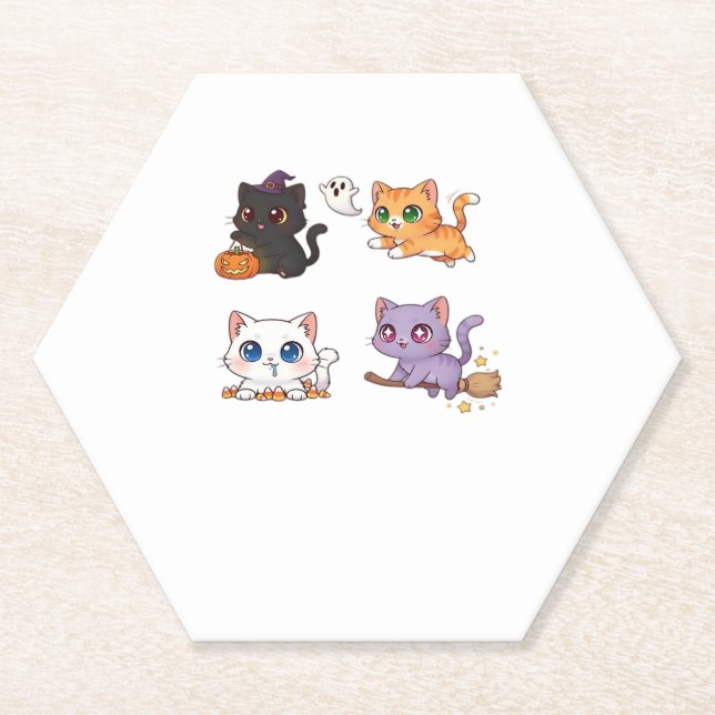 Halloween Cat  Spooky and Stylish Feline-Inspired  Paper Coaster (Front)