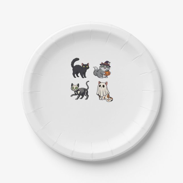 Halloween Cat  Spooky and Stylish Feline-Inspired  Paper Plate (Front)