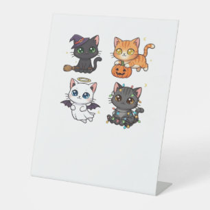 Halloween Cat  Spooky and Stylish Feline-Inspired  Pedestal Sign