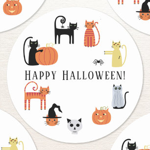 Halloween Cat Spooky Classic Round Sticker