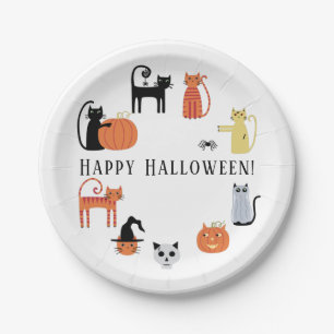 Halloween Cat Spooky Paper Plate