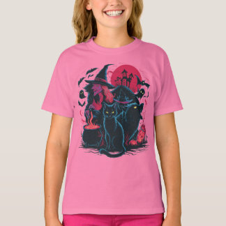 Halloween Cat - Spooky Witch Cat Design  T-Shirt