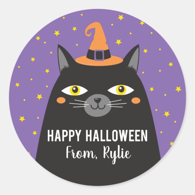 Halloween Cat Sticker (Front)