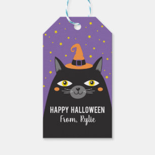 Halloween Cat Sticker Gift Tags