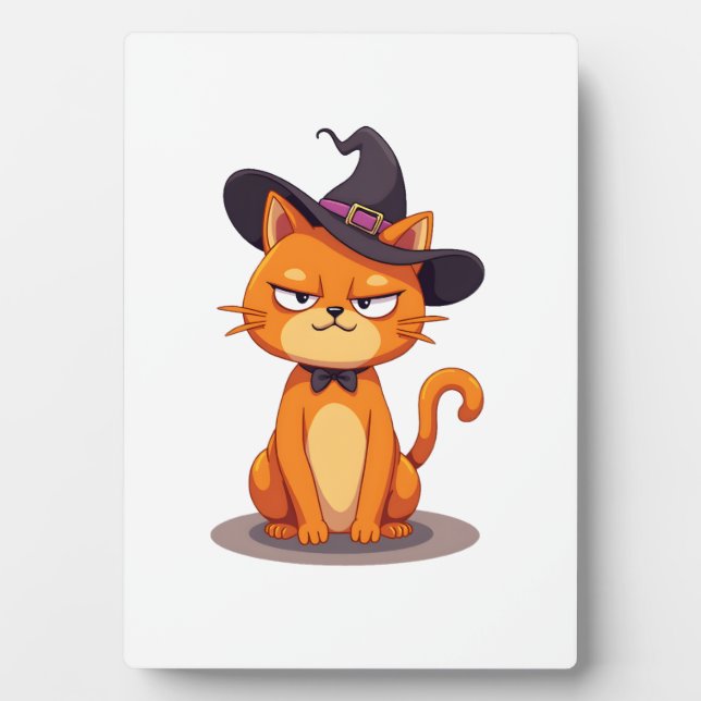 Halloween Cat T-Shirt Kitten Jack O Lantern Kitty  Plaque (Front)