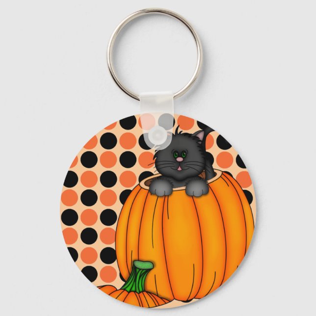 Halloween Cat T-shirts and Gifts Key Ring (Front)