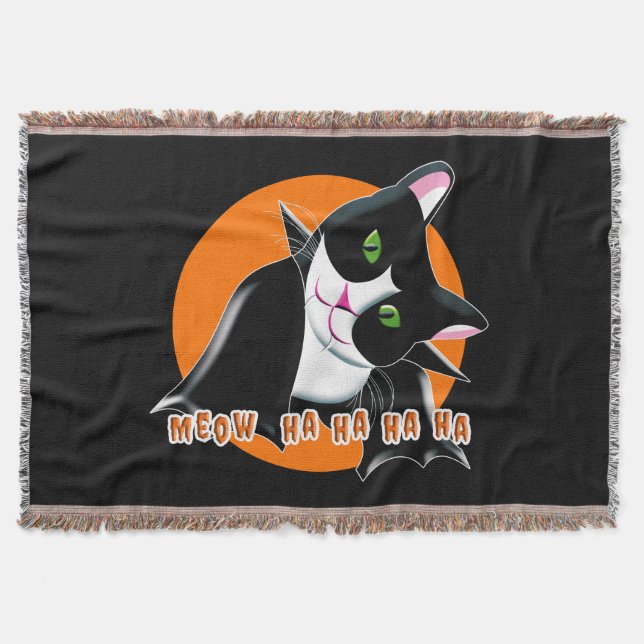 Halloween Cat Throw Blanket (Front)