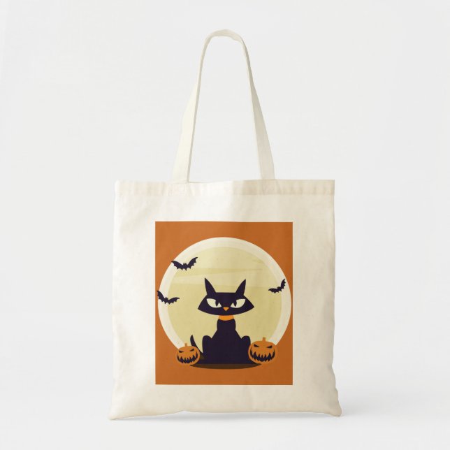 Halloween Cat Tote Bag (Front)