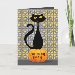 Halloween Cat - Treats Holiday Card