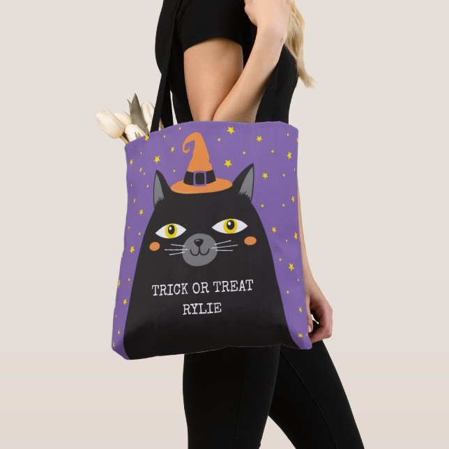 Halloween Cat Trick or Treat tote bag (Close Up)