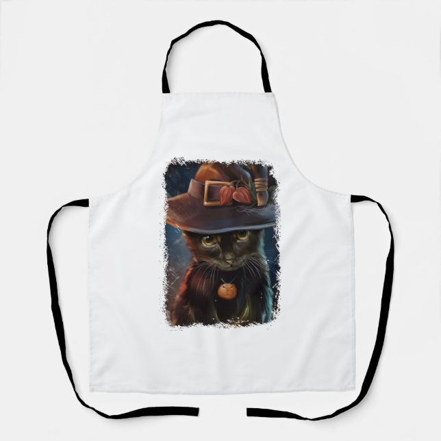 Halloween Cat Tshirt Apron (Front)