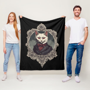 Halloween Cat, Vampire Cat Fleece Blanket