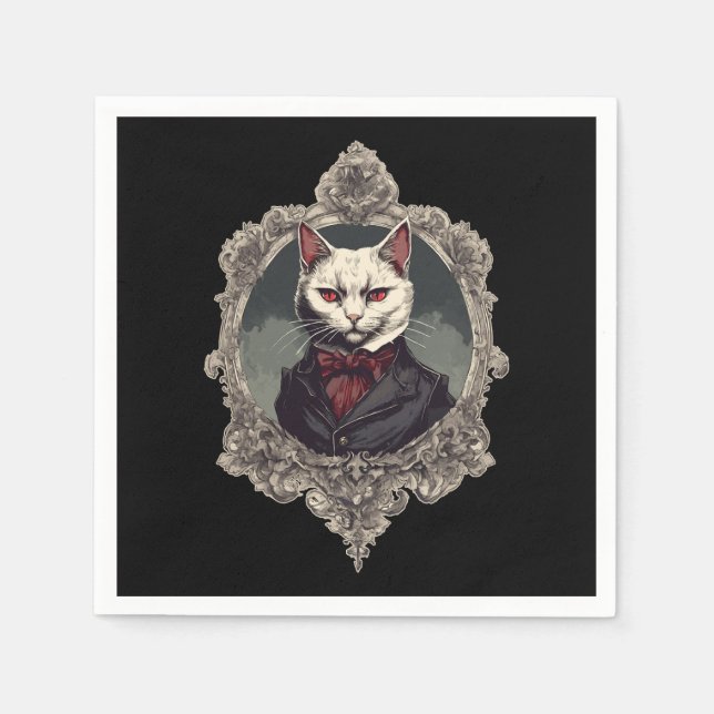 Halloween Cat, Vampire Cat Napkin (Front)