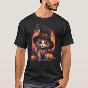 Halloween Cat Witch Costume Funny Kitty T-Shirt