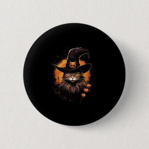 Halloween Cat Witch Hat Pumpkin Costume Spooky Sea 6 Cm Round Badge