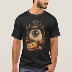 Halloween Cat Witch Hat Pumpkin T-Shirt