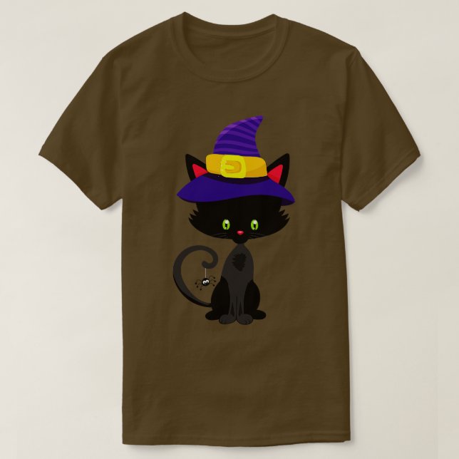 Halloween Cat Witch Hat  T-Shirt (Design Front)