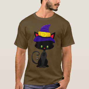 Halloween Cat Witch Hat T-Shirt
