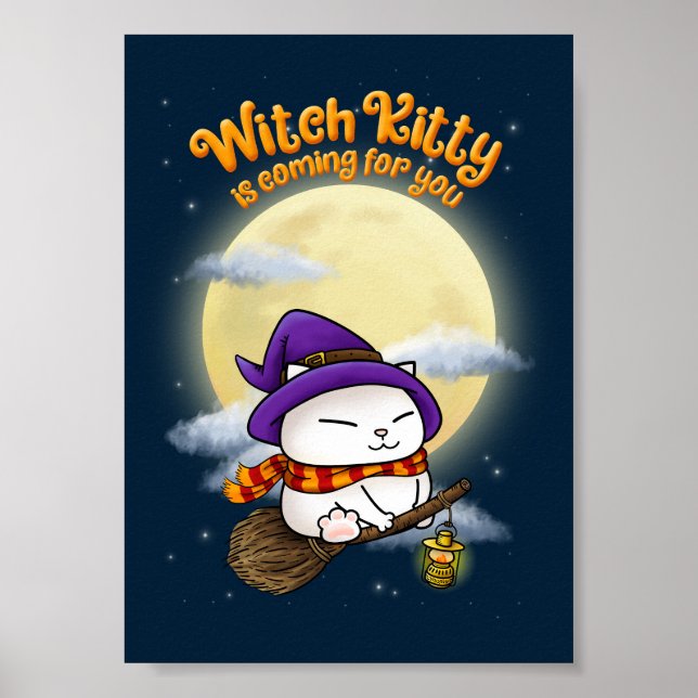 Halloween Cat Witch Kitty Poster (Front)