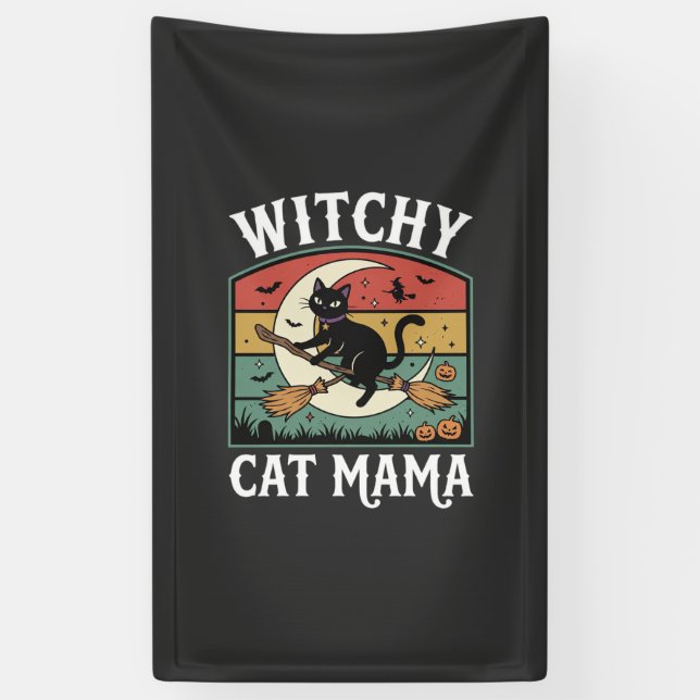 Halloween Cat Witch Mama Banner (Vertical)