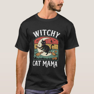 Halloween Cat Witch Mama T-Shirt