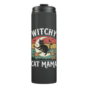 Halloween Cat Witch Mama Thermal Tumbler